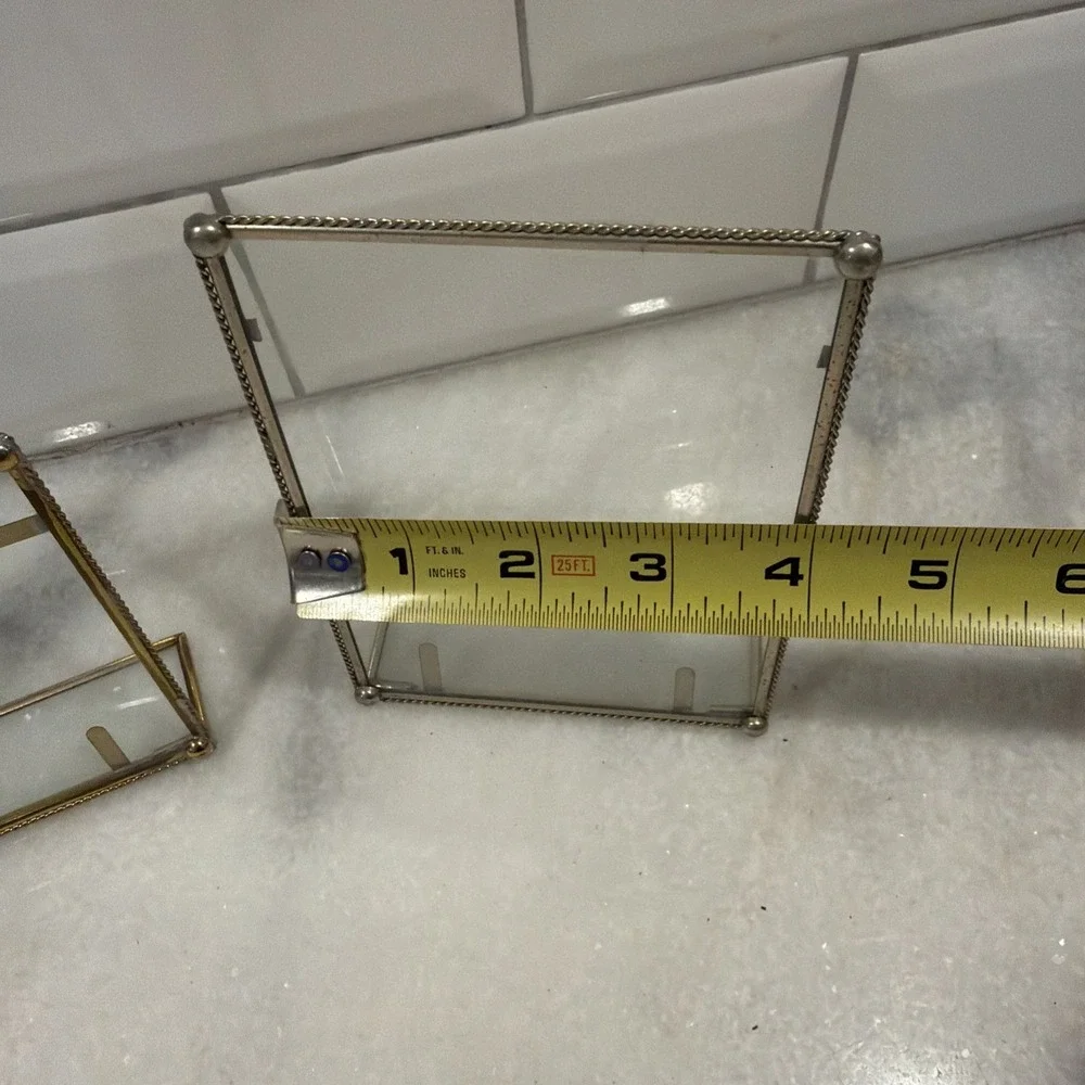 Vintage Set Of 3 Gold/glass Picture Frames 4x5in ES003